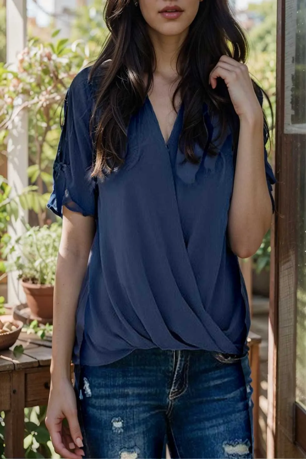 women s blouses loose solid belted long sleeve blouse