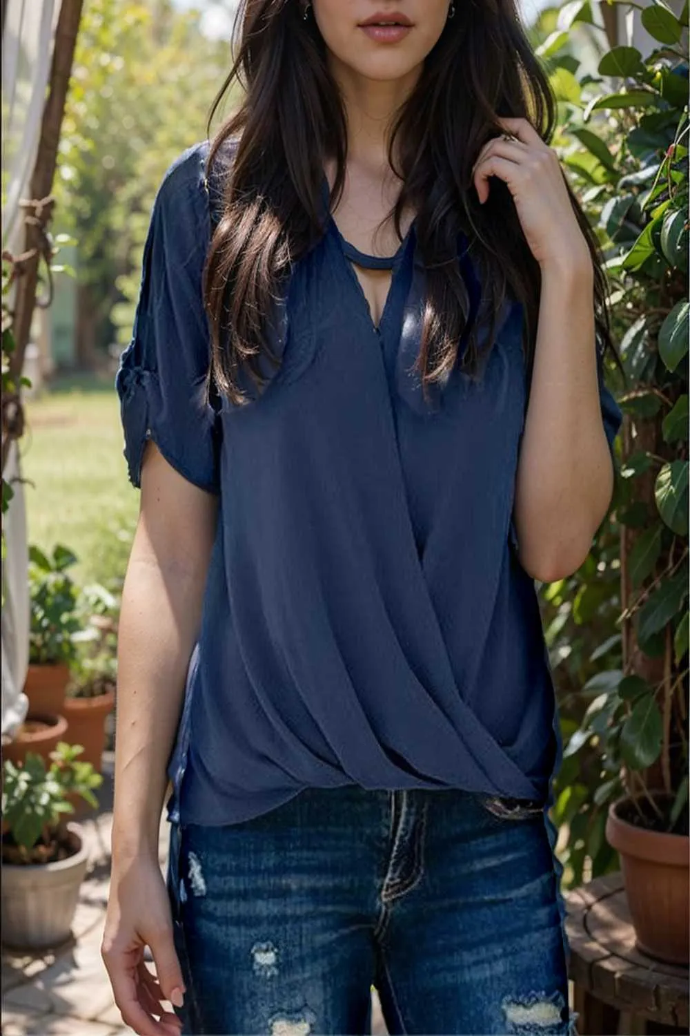 women s blouses loose solid belted long sleeve blouse