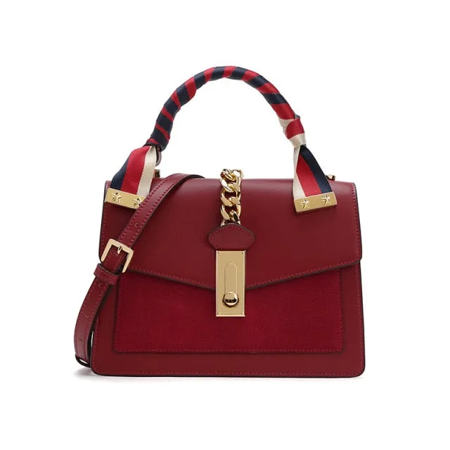 Women Split Leather Handbag Temperament Large Capacity