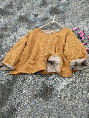 Women Vintage Autumn Pure Color O-Neck Shirt Coat