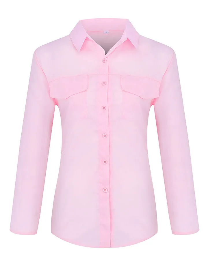 Women's Fashion Long Sleeve Button Up Blouses