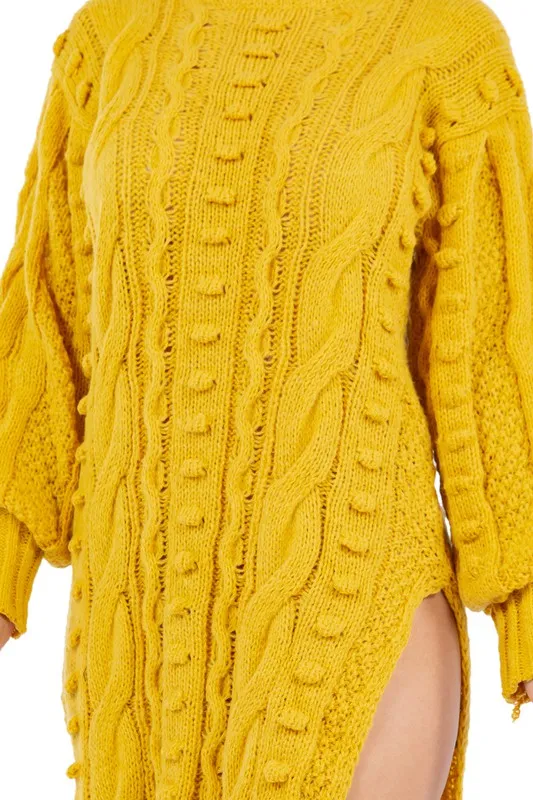 Women's  Fashion Yellow Sweater Dress