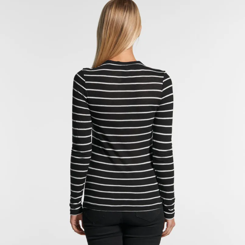 Womens Fine Stripe Long Sleeve T-Shirt (AS-4027)