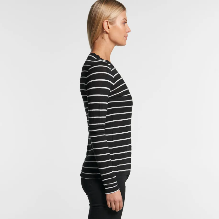 Womens Fine Stripe Long Sleeve T-Shirt (AS-4027)