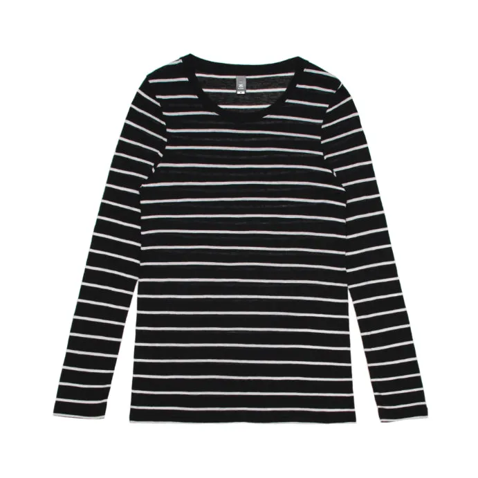 Womens Fine Stripe Long Sleeve T-Shirt (AS-4027)