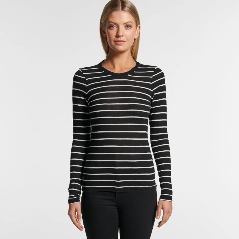 Womens Fine Stripe Long Sleeve T-Shirt (AS-4027)