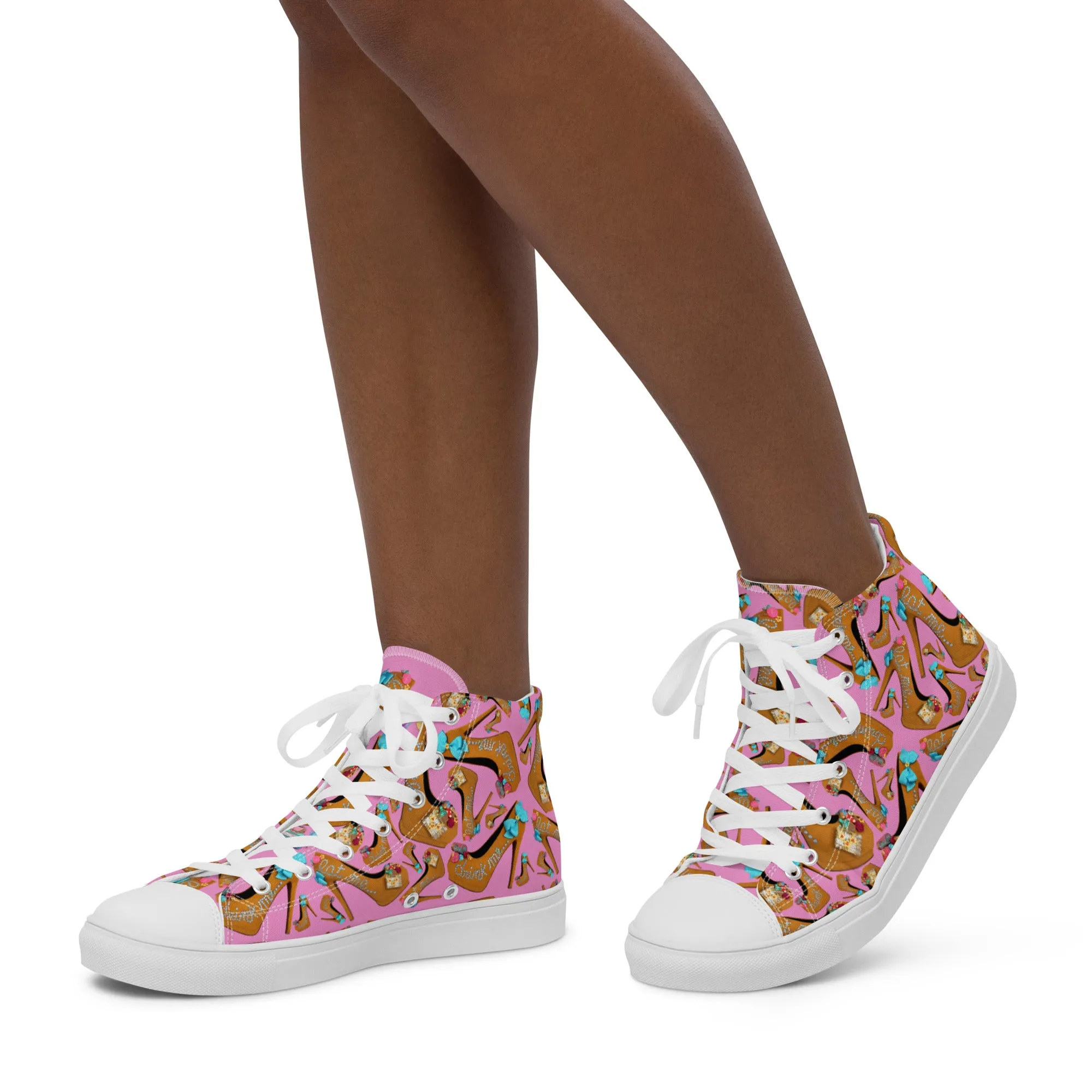 Women’s high top canvas shoes 'Eat me drink me'