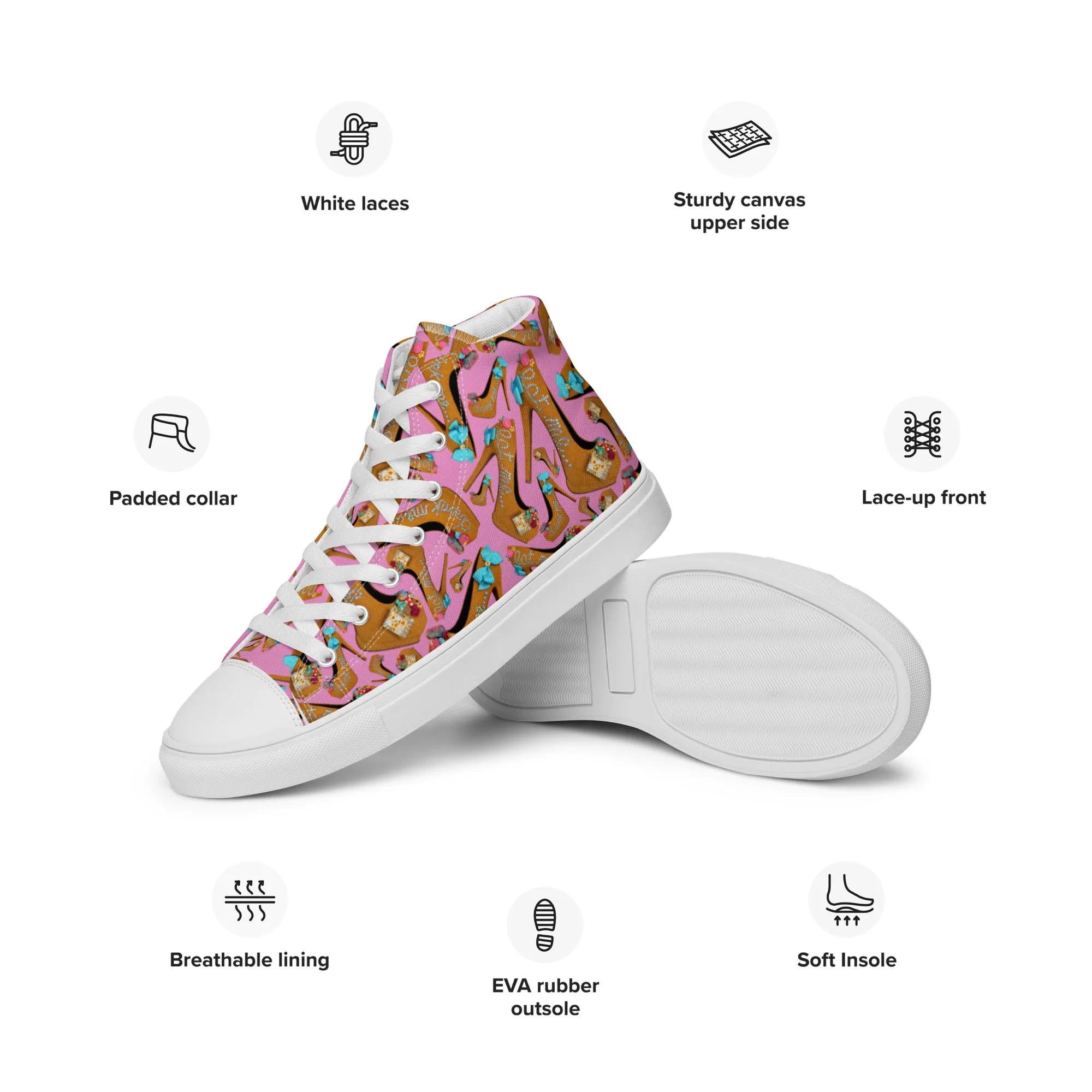 Women’s high top canvas shoes 'Eat me drink me'