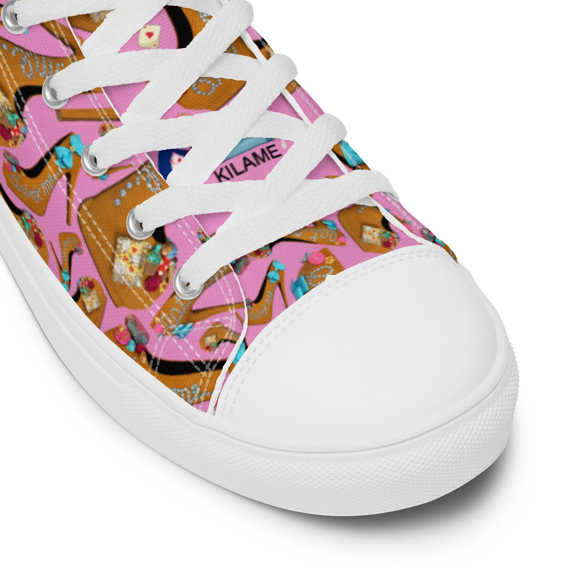 Women’s high top canvas shoes 'Eat me drink me'