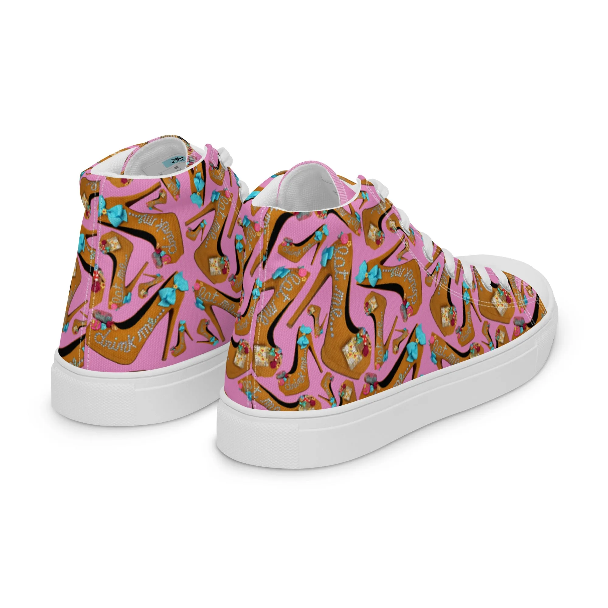 Women’s high top canvas shoes 'Eat me drink me'