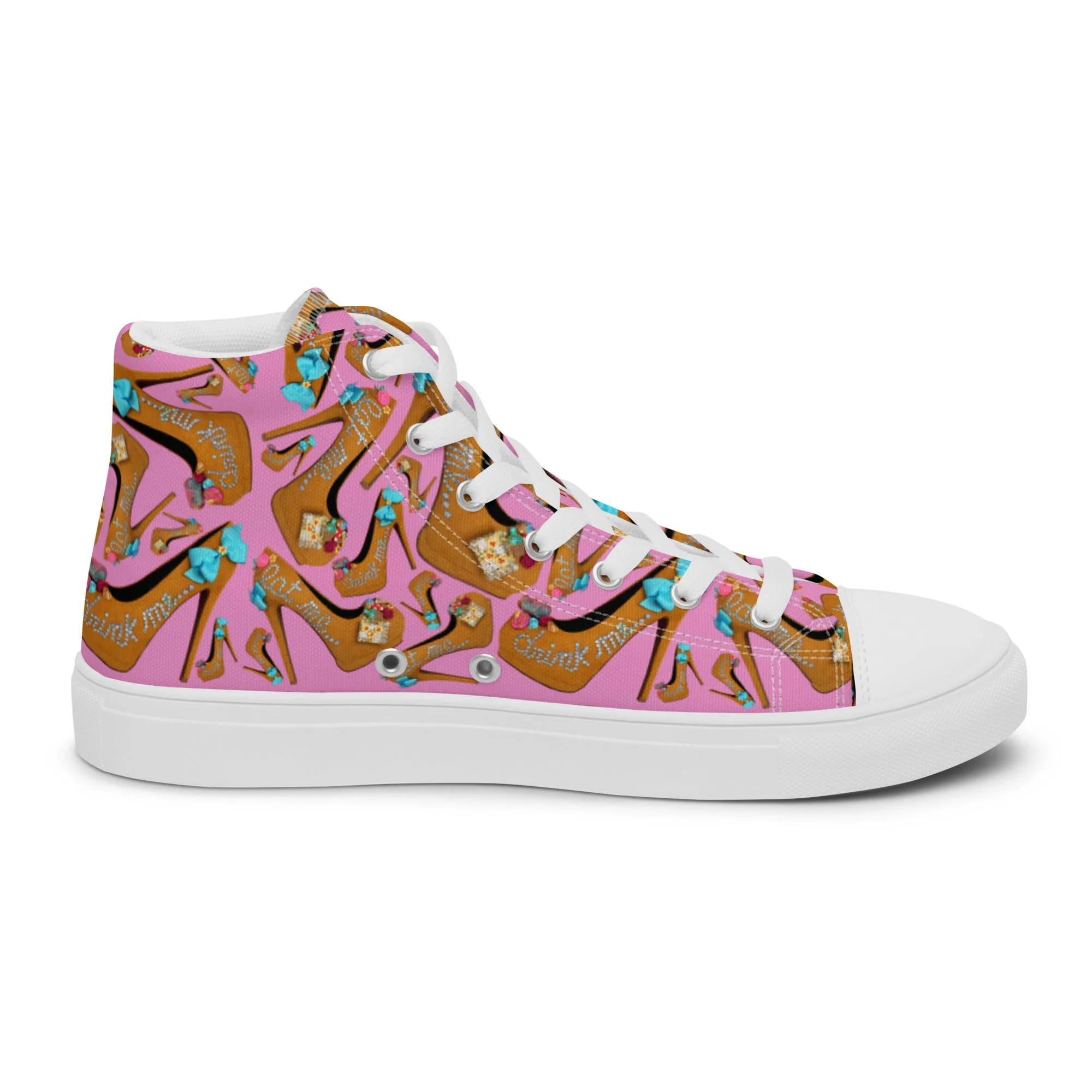Women’s high top canvas shoes 'Eat me drink me'