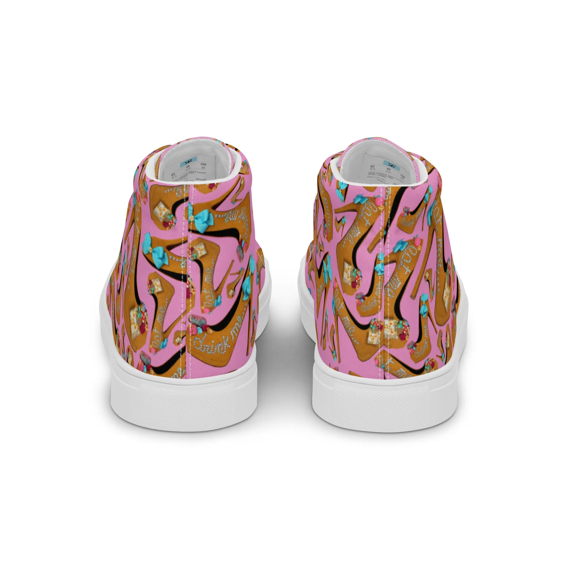 Women’s high top canvas shoes 'Eat me drink me'