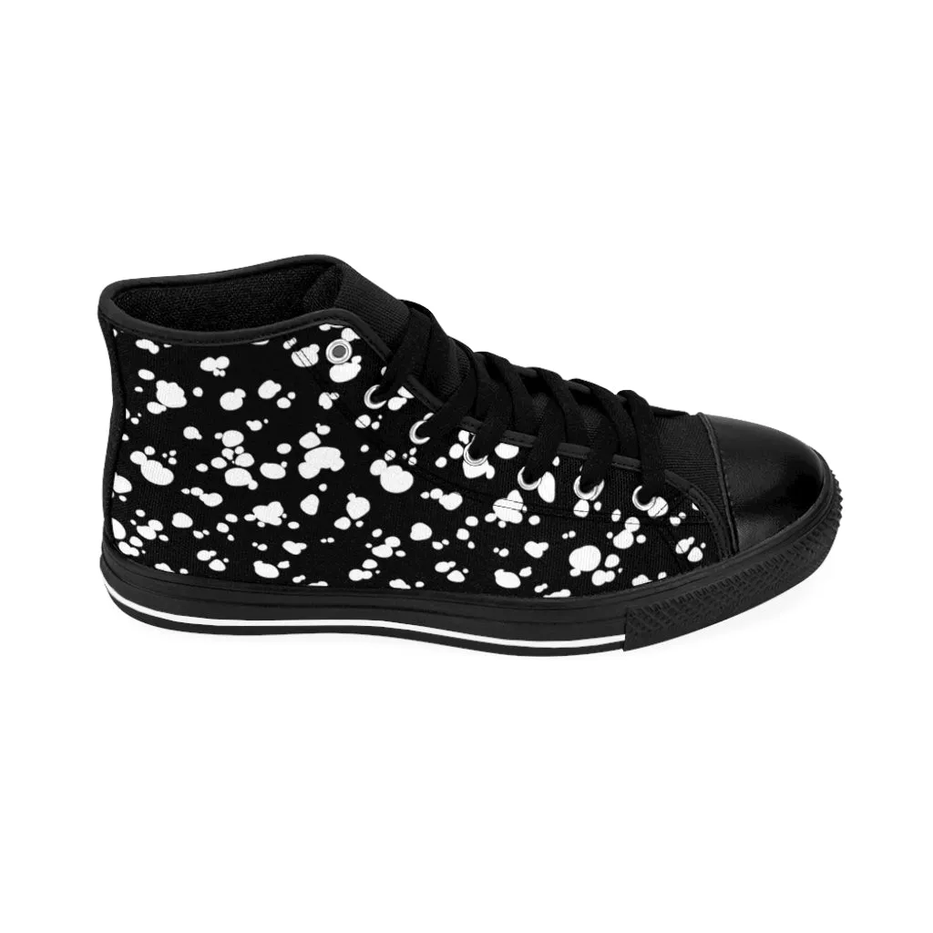 Women's High-top Sneakers (Black with White spots)