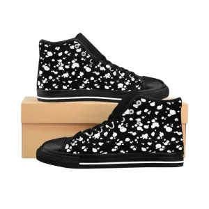 Women's High-top Sneakers (Black with White spots)