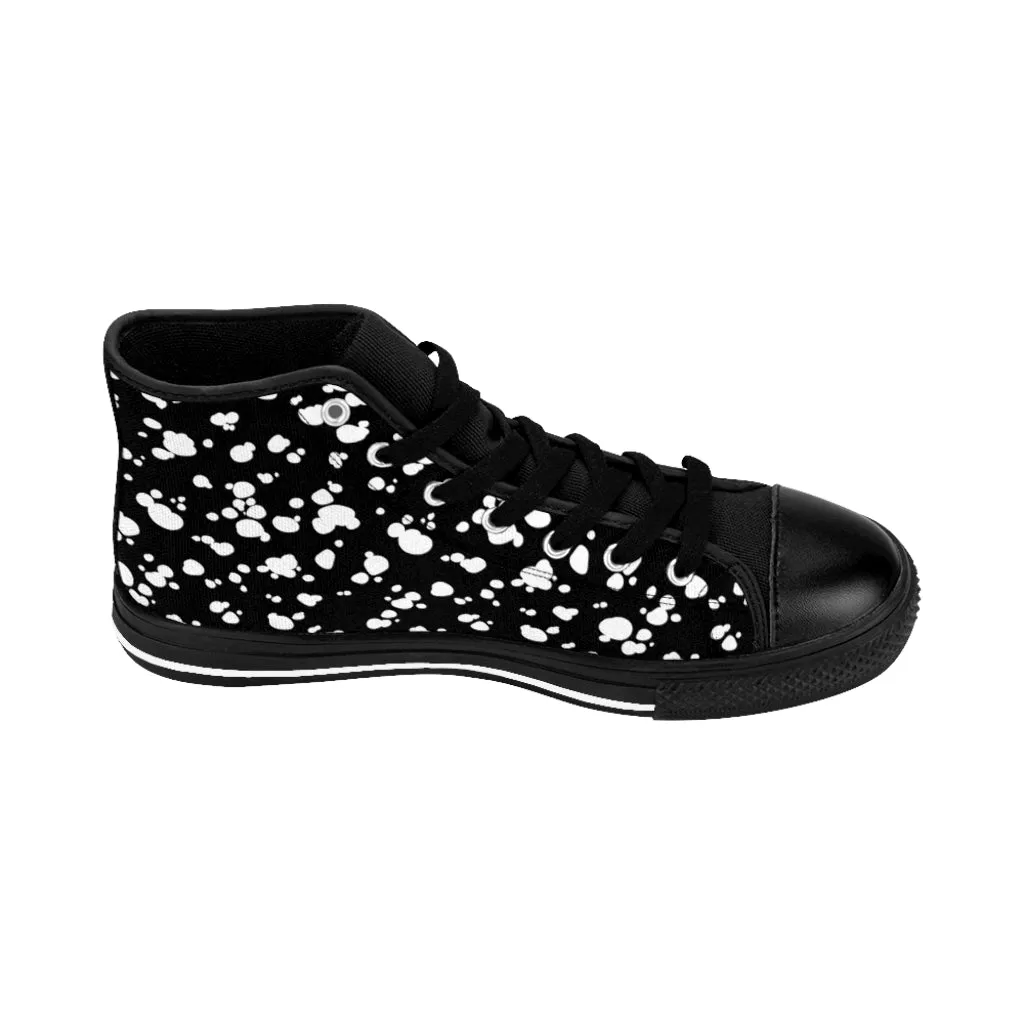 Women's High-top Sneakers (Black with White spots)