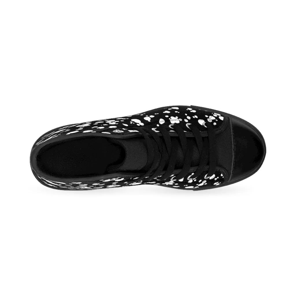 Women's High-top Sneakers (Black with White spots)