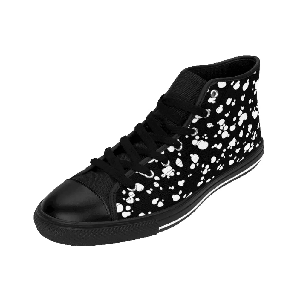 Women's High-top Sneakers (Black with White spots)