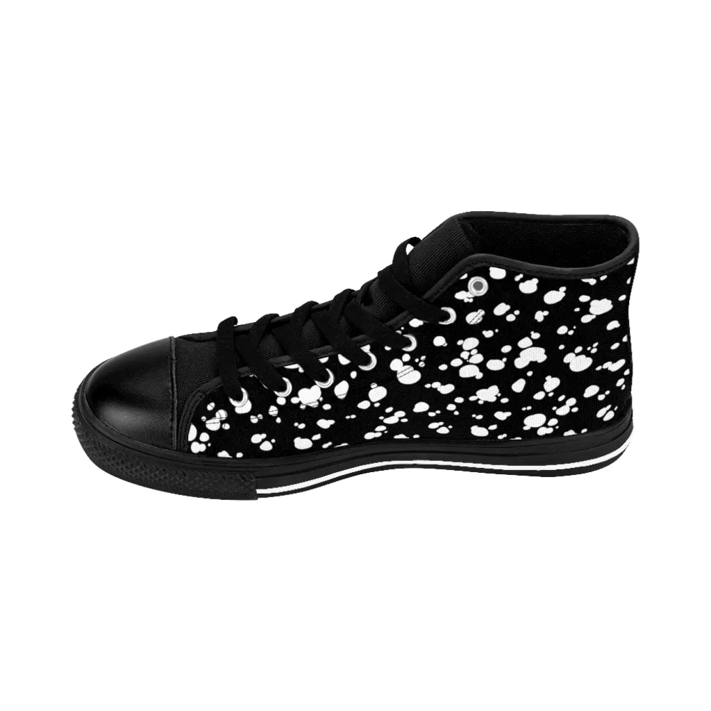Women's High-top Sneakers (Black with White spots)