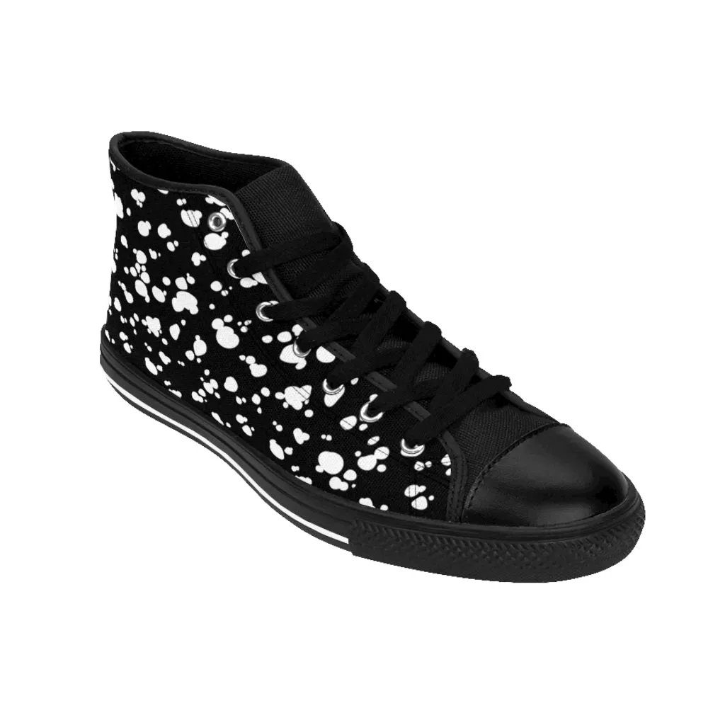 Women's High-top Sneakers (Black with White spots)