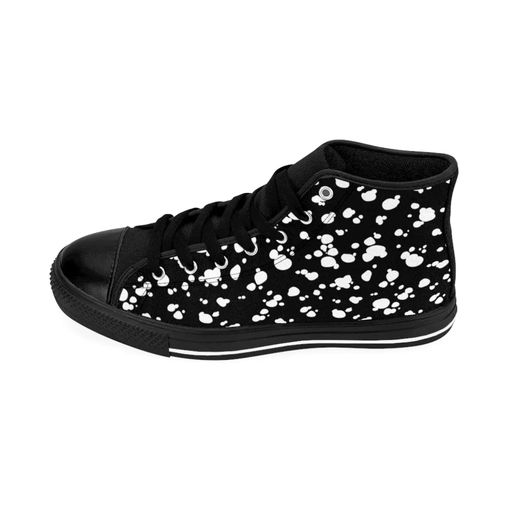 Women's High-top Sneakers (Black with White spots)