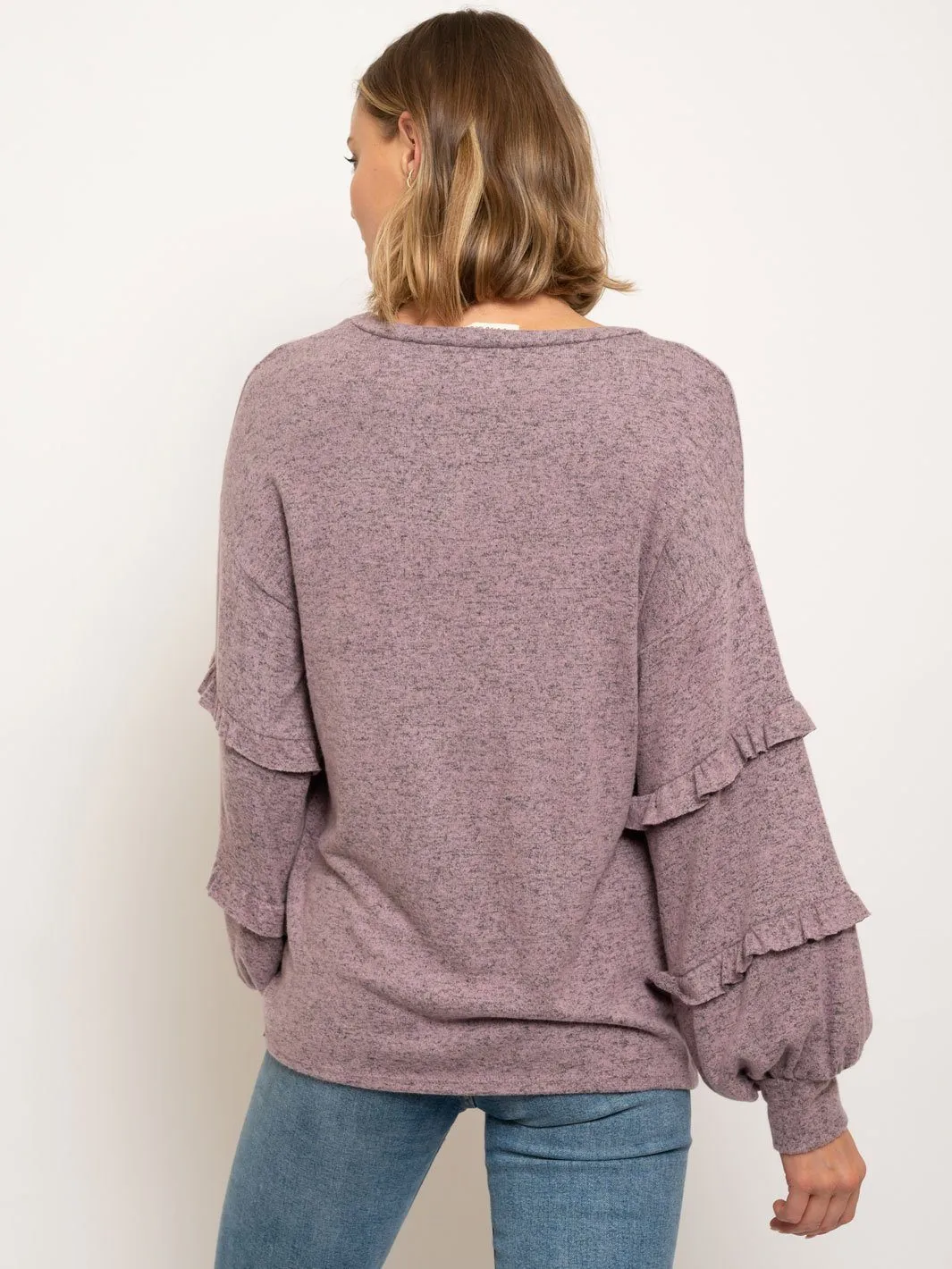 WOMEN'S LONG RUFFLE SLEEVES TOP