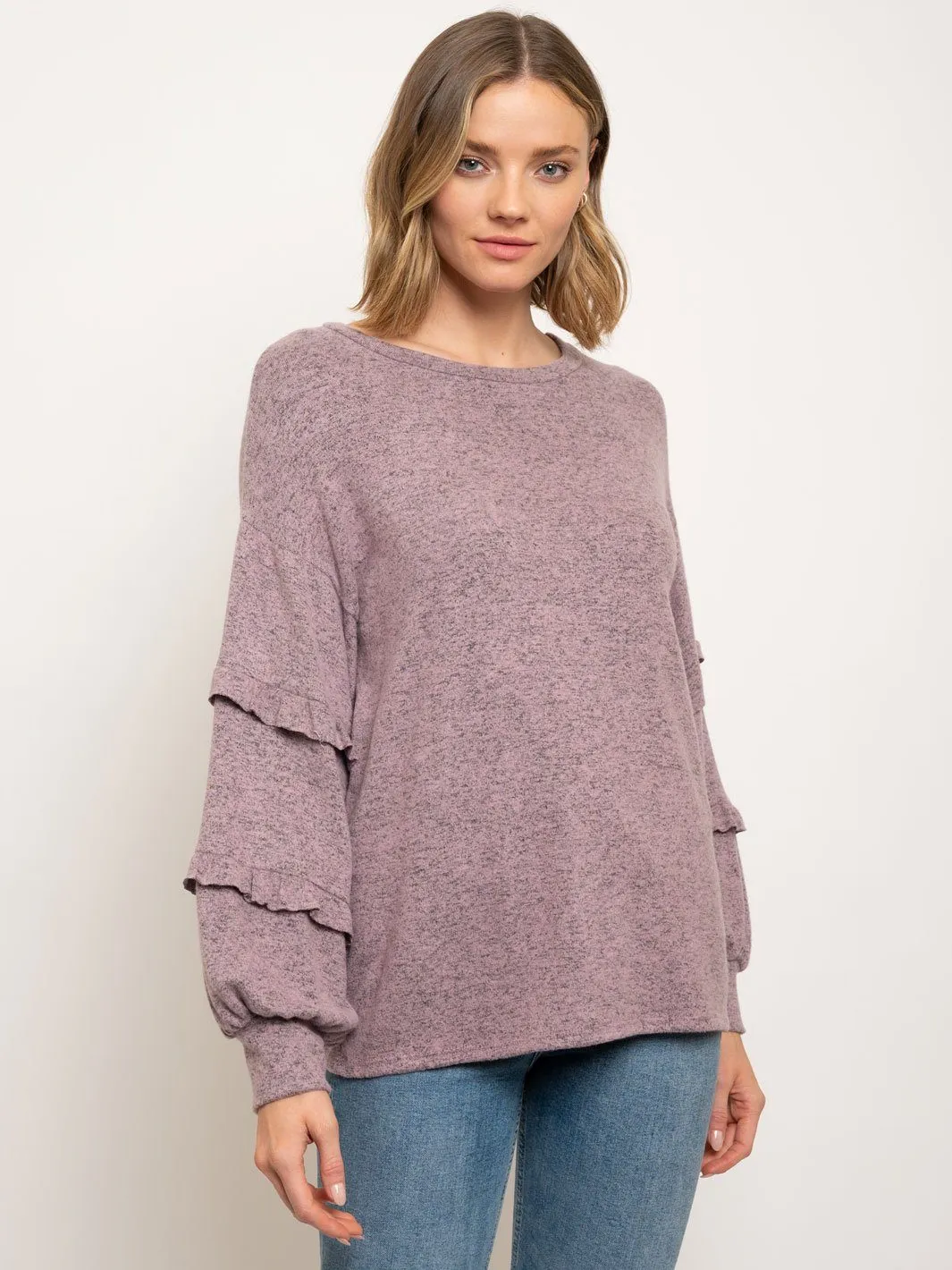 WOMEN'S LONG RUFFLE SLEEVES TOP