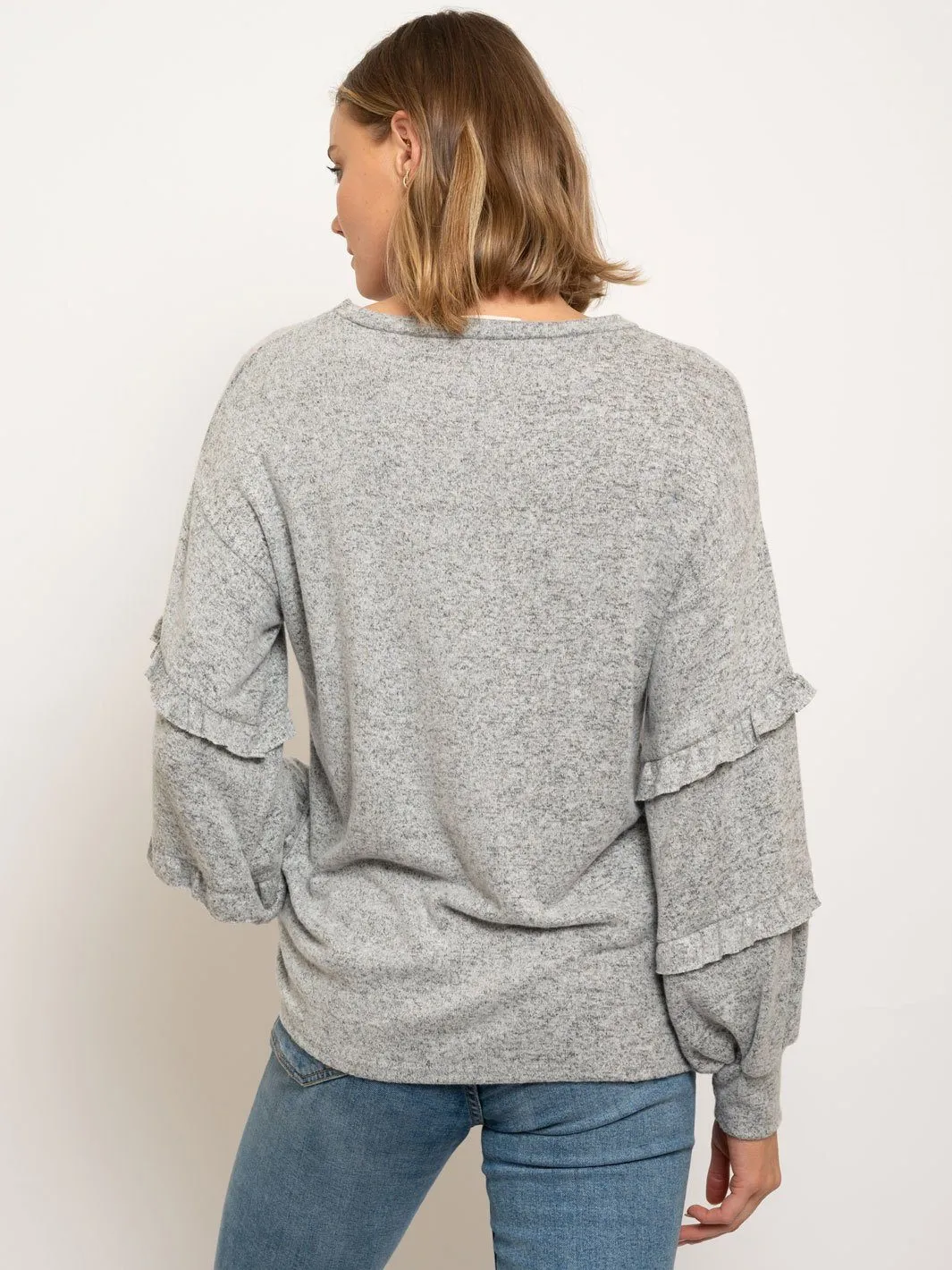 WOMEN'S LONG RUFFLE SLEEVES TOP