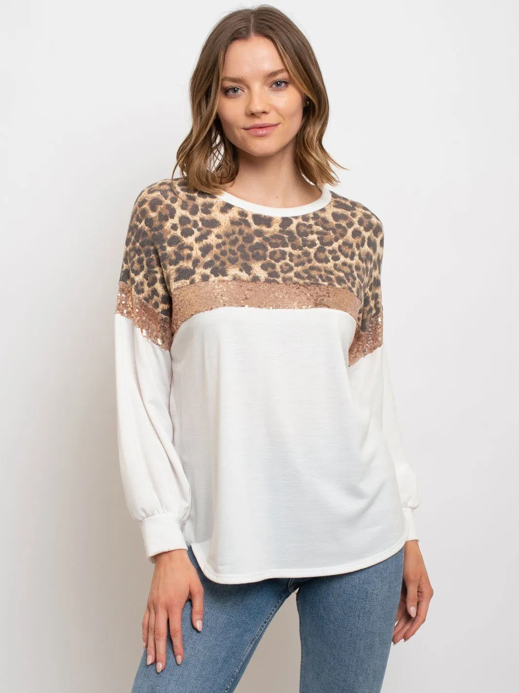 WOMEN'S LONG SLEEVE ANIMAL PRINT TOP