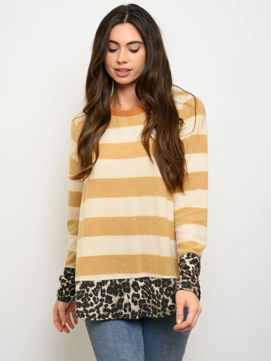 WOMEN'S LONG SLEEVE CONTRAST TOP