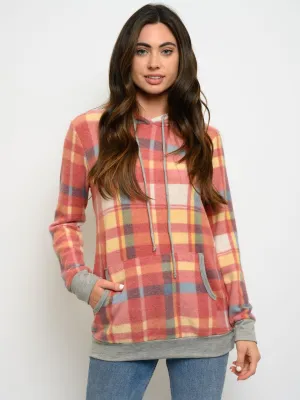WOMEN'S LONG SLEEVE MULTI COLOR HOODIE TOP