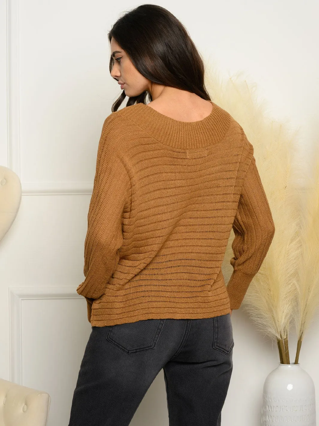 WOMEN'S LONG SLEEVE RIBBED TOP