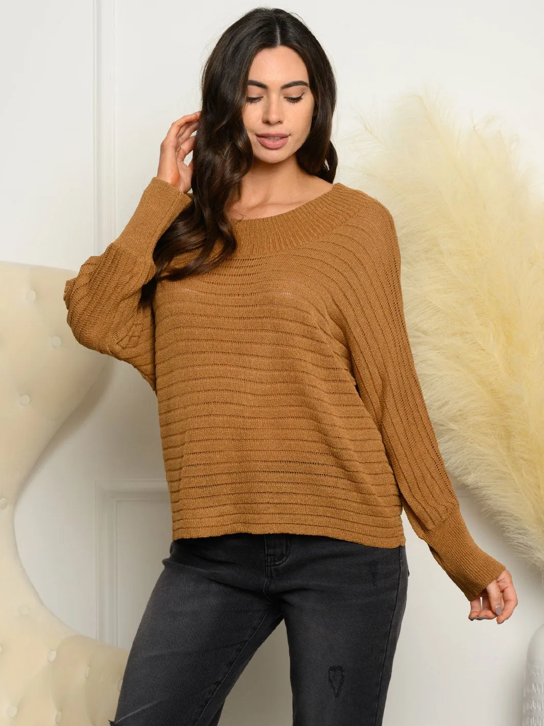 WOMEN'S LONG SLEEVE RIBBED TOP