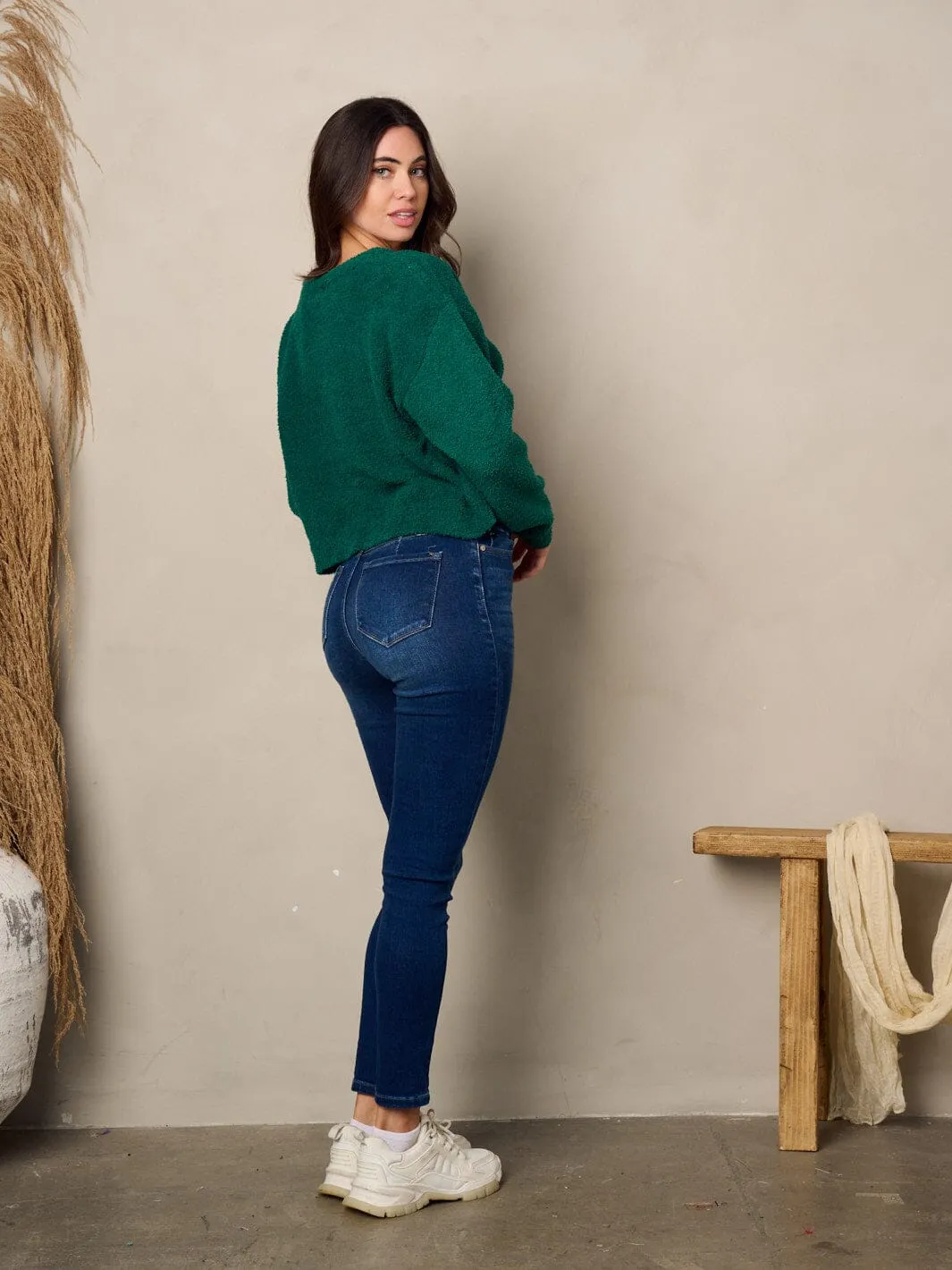 WOMEN'S LONG SLEEVE SOLID FUZZY TOP