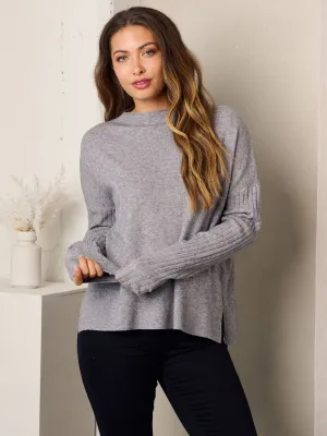 WOMEN'S LONG SLEEVE SOLID RIBBED TOP