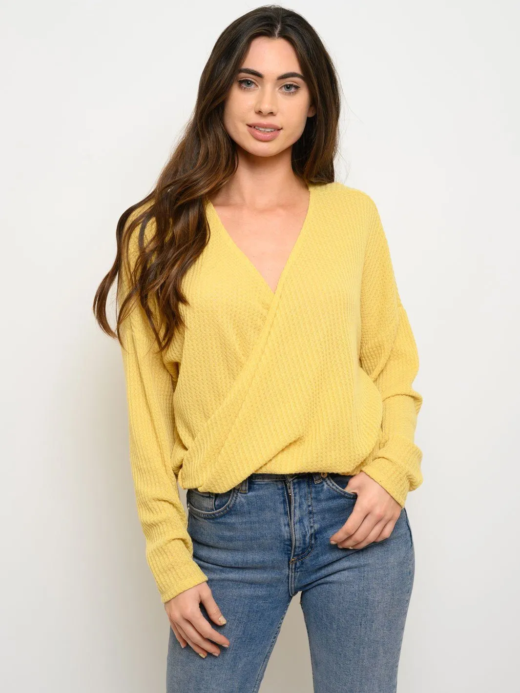 WOMEN'S LONG SLEEVE SURPLICE TOP