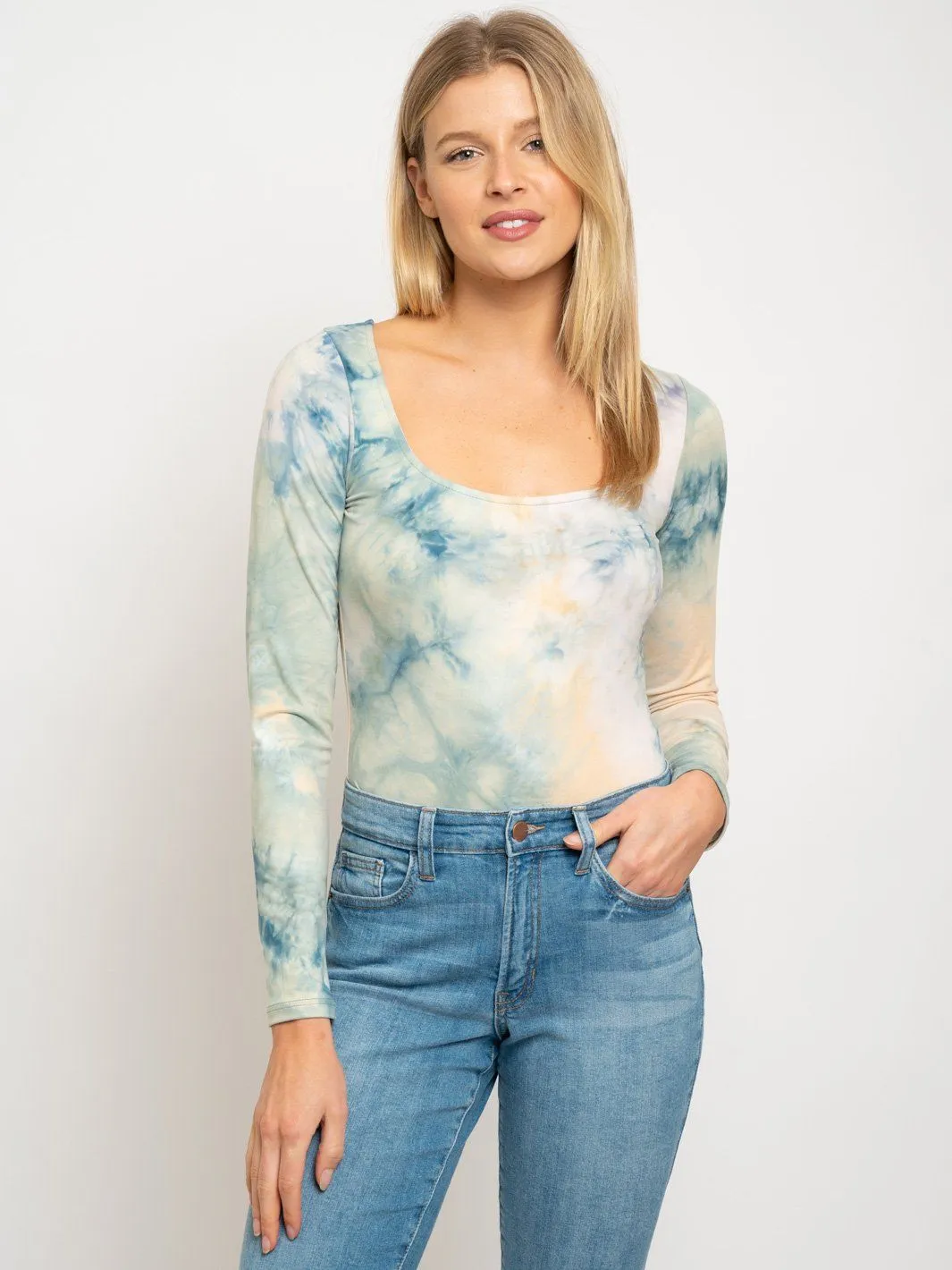 WOMEN'S LONG SLEEVE TIE DYE BODYSUIT