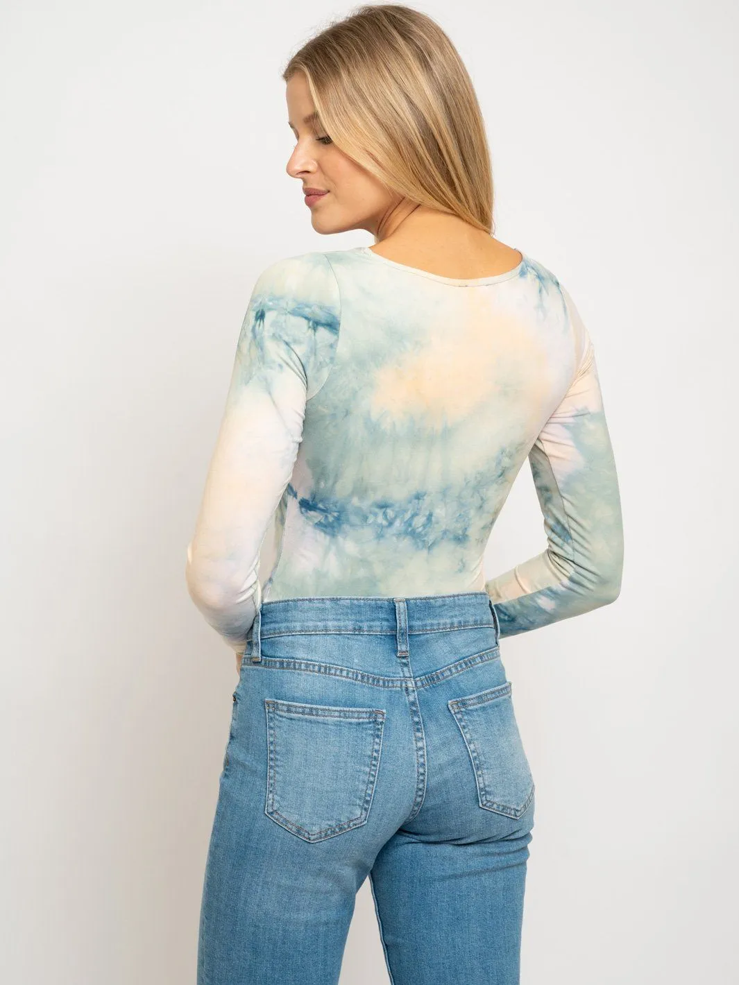 WOMEN'S LONG SLEEVE TIE DYE BODYSUIT