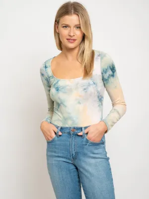 WOMEN'S LONG SLEEVE TIE DYE BODYSUIT