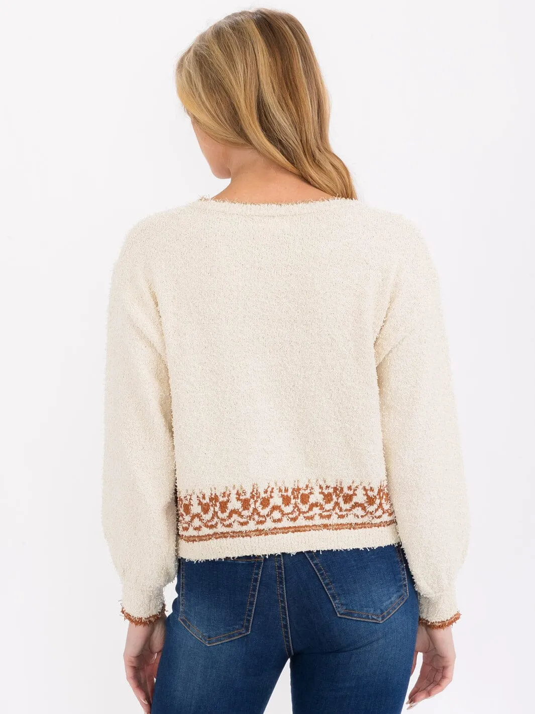 WOMEN'S LONG SLEEVE TRIM DETAILED TOP
