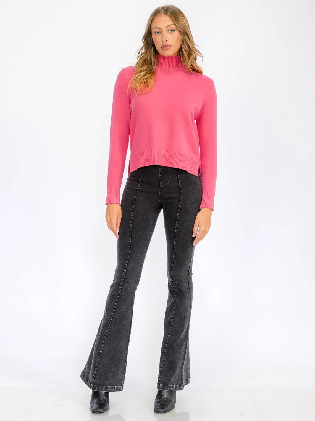 WOMEN'S LONG SLEEVE TURTLE NECK BLOUSE TOP