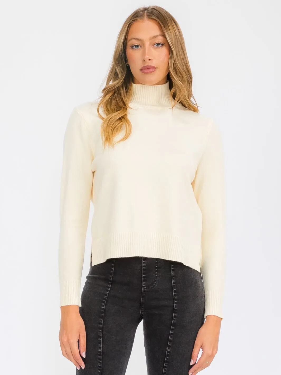 WOMEN'S LONG SLEEVE TURTLE NECK BLOUSE TOP