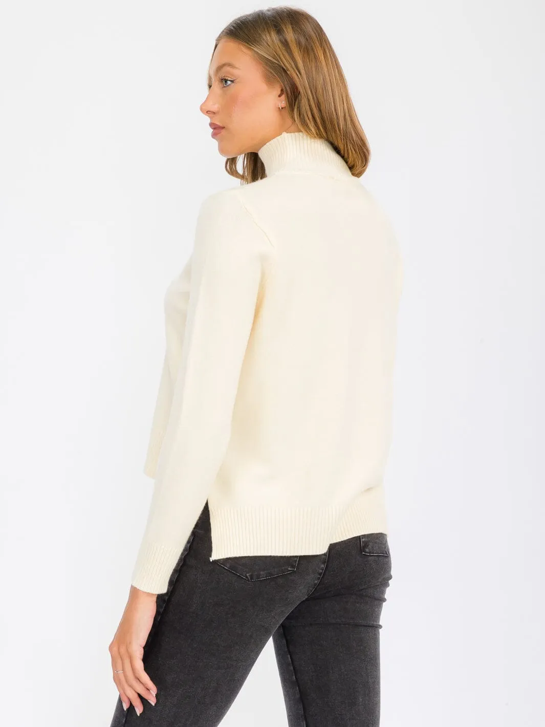 WOMEN'S LONG SLEEVE TURTLE NECK BLOUSE TOP