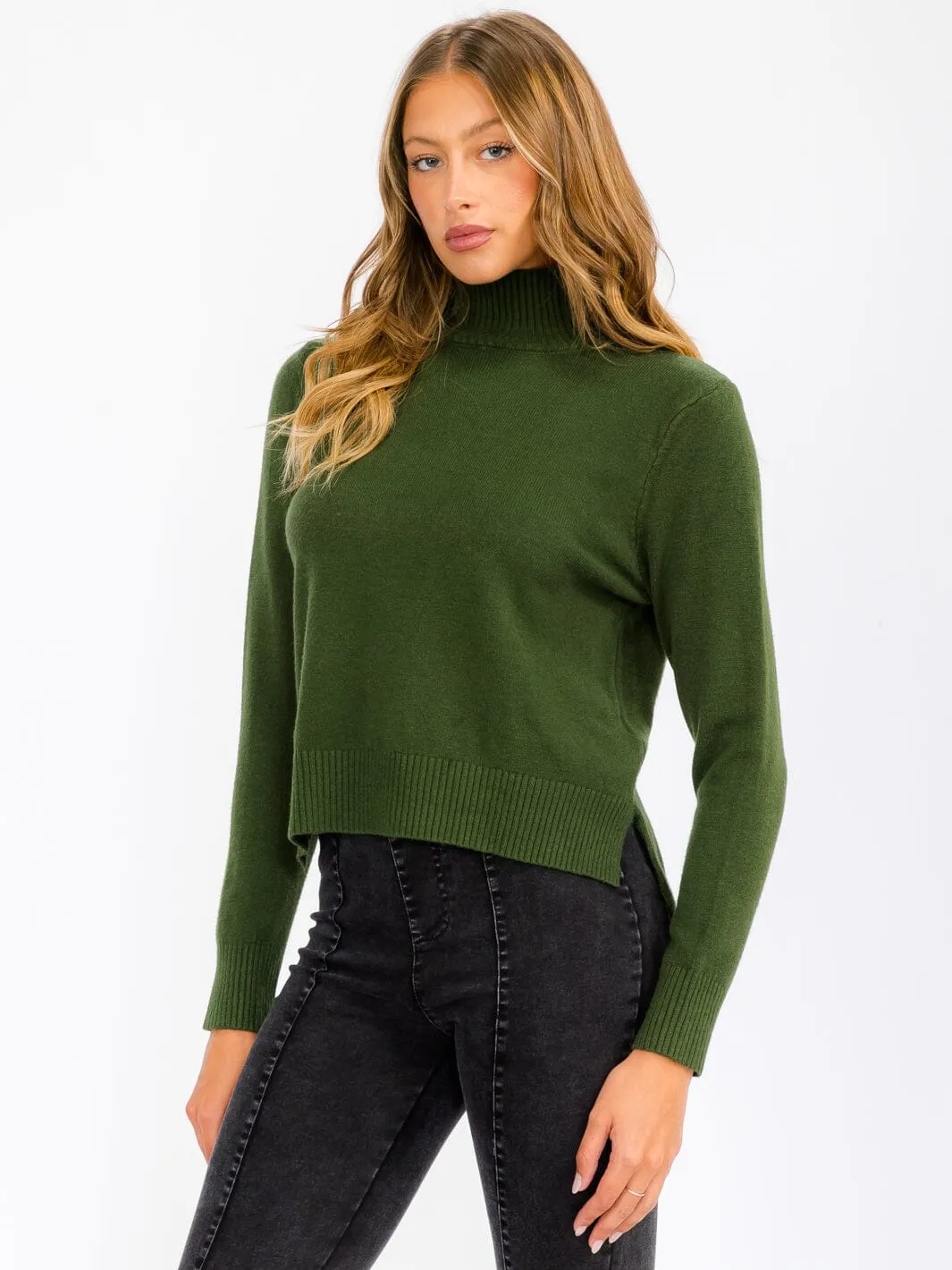 WOMEN'S LONG SLEEVE TURTLE NECK BLOUSE TOP