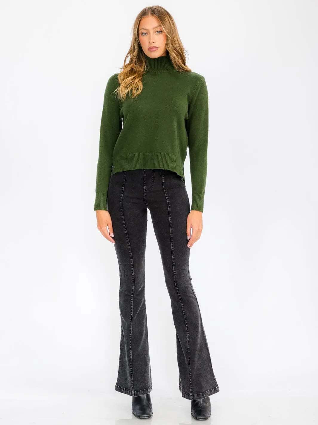 WOMEN'S LONG SLEEVE TURTLE NECK BLOUSE TOP