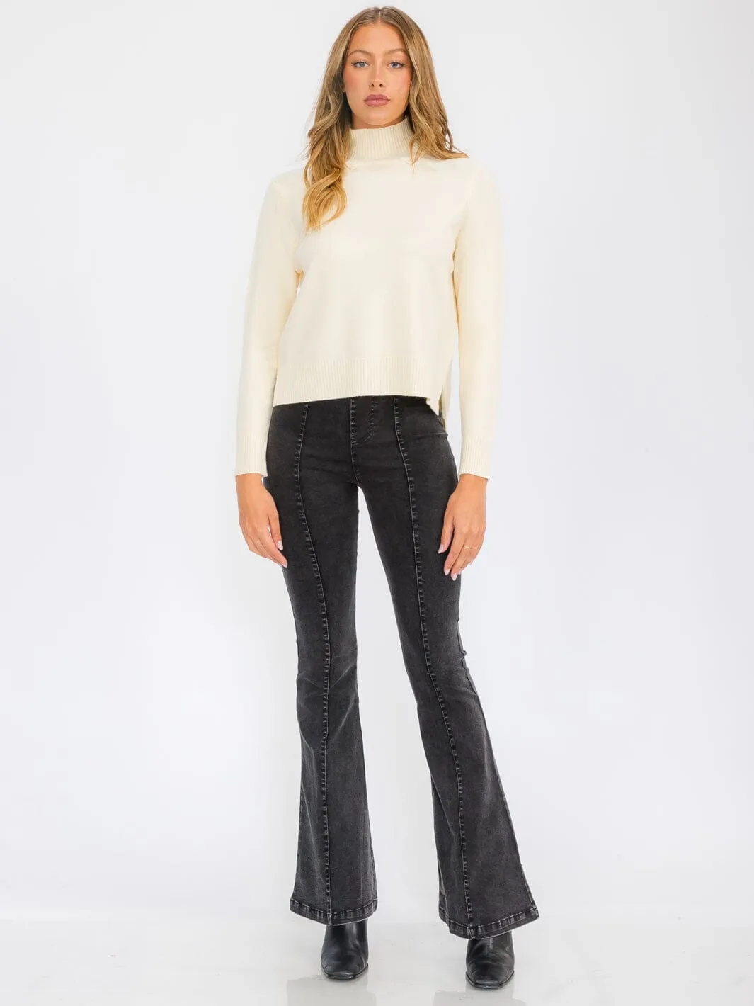 WOMEN'S LONG SLEEVE TURTLE NECK BLOUSE TOP