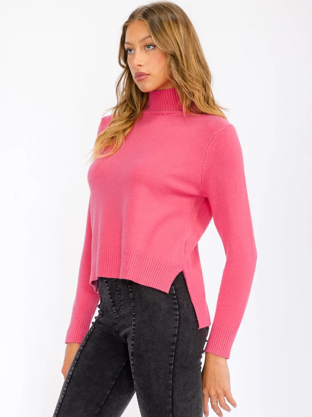 WOMEN'S LONG SLEEVE TURTLE NECK BLOUSE TOP