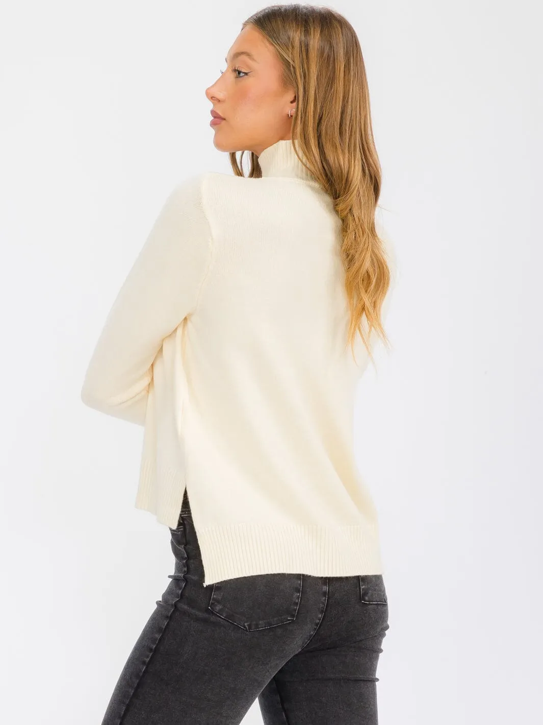 WOMEN'S LONG SLEEVE TURTLE NECK BLOUSE TOP