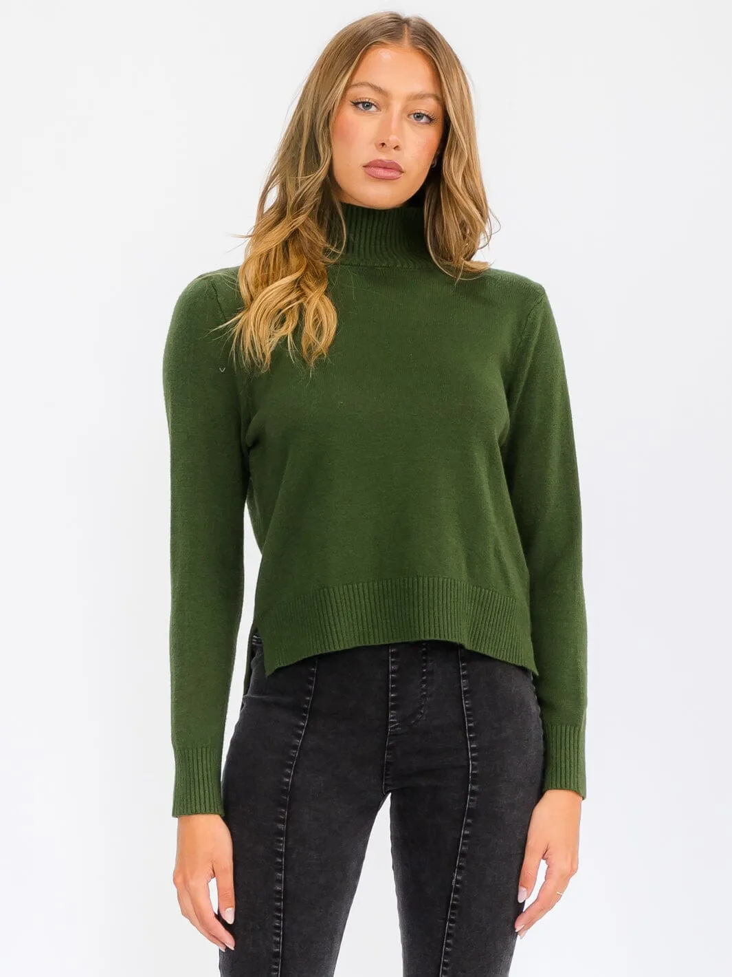 WOMEN'S LONG SLEEVE TURTLE NECK BLOUSE TOP