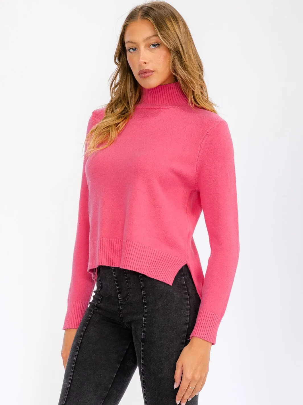 WOMEN'S LONG SLEEVE TURTLE NECK BLOUSE TOP