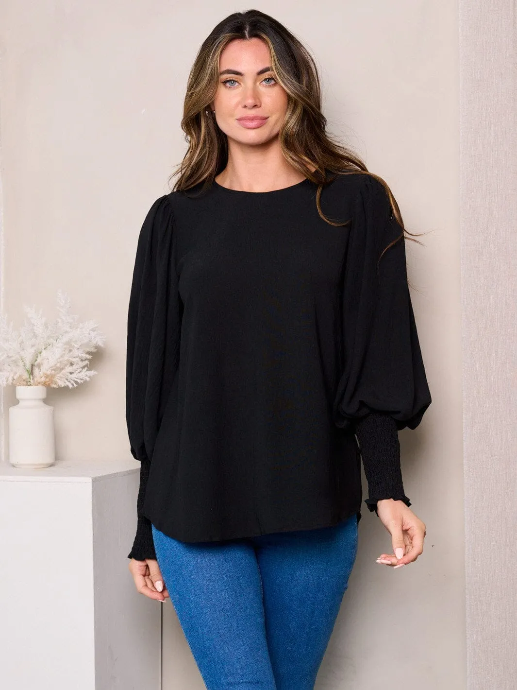 WOMEN'S LONG SMOCK SLEEVES BLOUSE TOP
